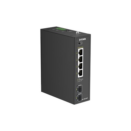 D-Link DIS 100G-06P - Prepínac - prumyslový - nerízený - 4 x 10/100/1000 (PoE) + 2 x gigabitu SFP - lze montovat na konzolu DIN