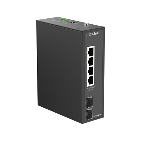D-Link DIS 100G-06 - Prepínac - prumyslový - nerízený - 4 x 10/100/1000 + 2 x gigabitu SFP - lze montovat na konzolu DIN