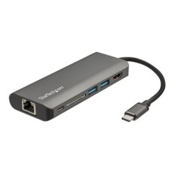 StarTech.com USB C Multiport Adapter - USB-C Travel Dock to 4K HDMI, 3x USB 3.0 Hub, SD/SDHC, GbE, 60W PD 3.0 Pass-Through