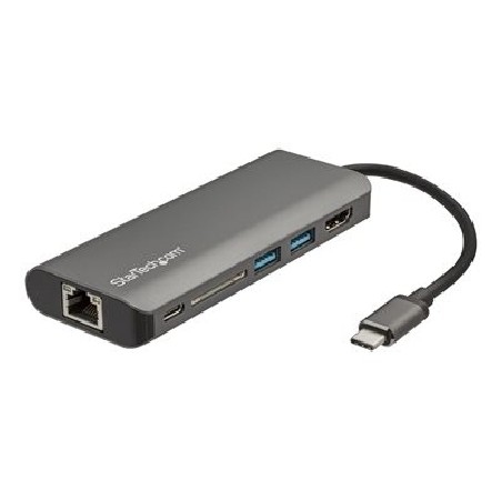 StarTech.com USB C Multiport Adapter - USB-C Travel Dock to 4K HDMI, 3x USB 3.0 Hub, SD/SDHC, GbE, 60W PD 3.0 Pass-Through