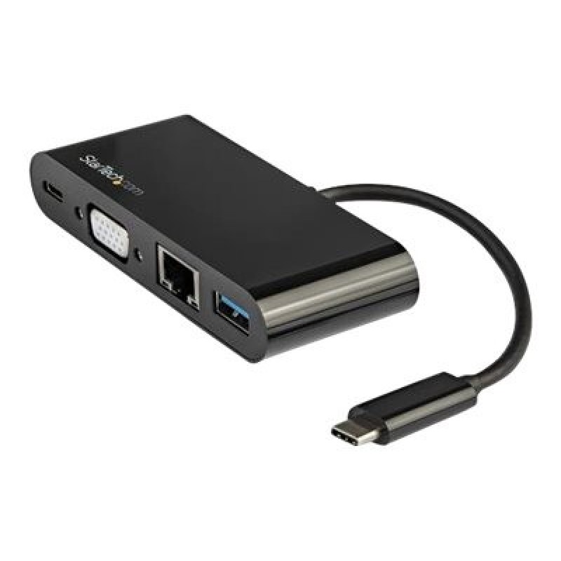 StarTech.com USB C Multiport Adapter, Mini USB-C Dock with Single Monitor VGA 1080p Video, 60W Power Delivery Passthrough, USB