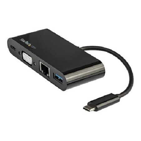 StarTech.com USB C Multiport Adapter, Mini USB-C Dock with Single Monitor VGA 1080p Video, 60W Power Delivery Passthrough, USB