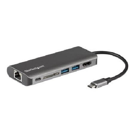 StarTech.com USB C Multiport Adapter - Portable USB-C Dock to 4K HDMI, 2-pt USB 3.0 Hub, SD/SDHC, GbE, 60W PD Pass-Through