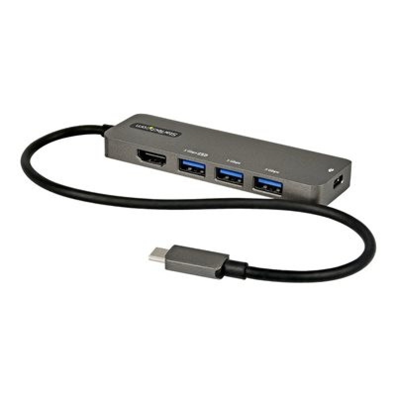 StarTech.com USB C Multiport Adapter, USB-C to HDMI 2.0b 4K 60Hz (HDR10), 100W Power Delivery Pass-Through, 4-Port 5Gbps USB