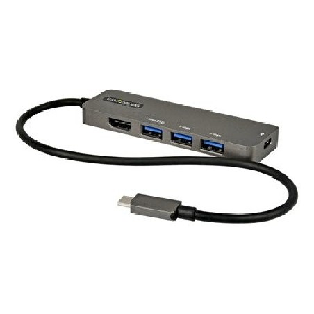 StarTech.com USB C Multiport Adapter, USB-C to HDMI 2.0b 4K 60Hz (HDR10), 100W Power Delivery Pass-Through, 4-Port 5Gbps USB