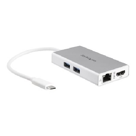 StarTech.com USB-C Multiport Adapter, USB-C Travel Docking Station with 4K HDMI, 60W Power Delivery Pass-Through, GbE, 2pt