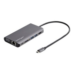 StarTech.com USB C Multiport Adapter, USB-C Mini Travel Dock with 4K HDMI or 1080p VGA, 3x USB 3.0 Hub, SD, GbE, Audio, 100W PD