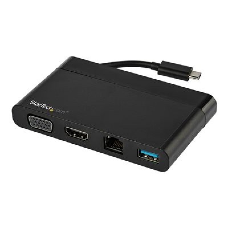 StarTech.com USB C Multiport Adapter with HDMI, VGA, Gigabit Ethernet & USB 3.0, USB C to 4K HDMI or 1080p VGA Display Mini