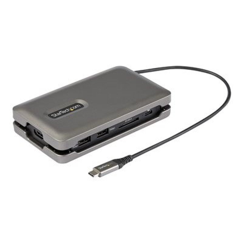 StarTech.com USB C Multiport Adapter, USB C to 4K 60Hz HDMI 2.0, 2-Port 10Gbps USB Hub, 100W Power Delivery Pass-through, GbE