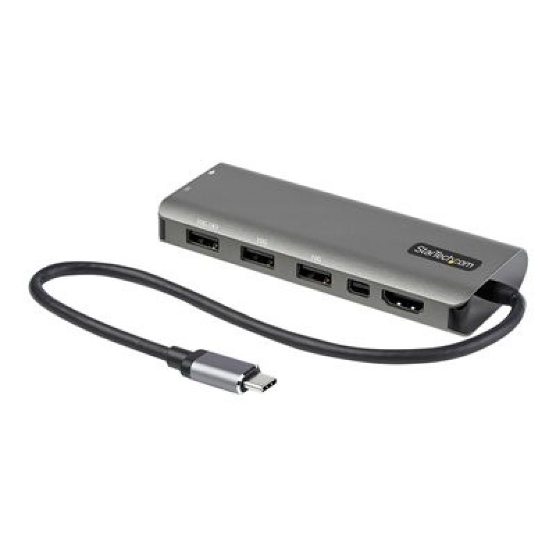StarTech.com USB C Multiport Adapter, USB-C to HDMI or Mini DisplayPort 4K 60Hz, 100W Power Delivery Pass-Through, 4-Port