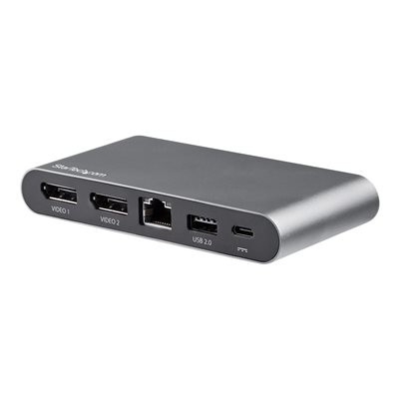 StarTech.com USB C Dock, 4K Dual Monitor DisplayPort, Mini Laptop Docking Station, 100W Power Delivery Passthrough, GbE, 2-Port