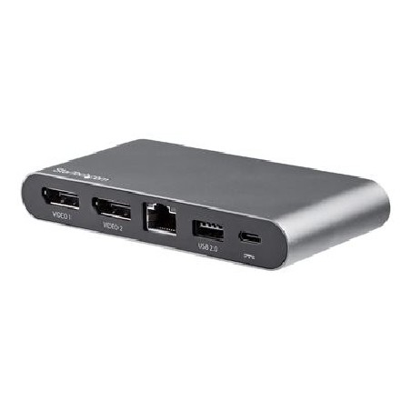 StarTech.com USB C Dock, 4K Dual Monitor DisplayPort, Mini Laptop Docking Station, 100W Power Delivery Passthrough, GbE, 2-Port