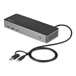 StarTech.com USB-C & USB-A Dock, Hybrid Universal Triple Monitor Laptop Docking Station w/ DisplayPort & HDMI 4K 60Hz, 85W