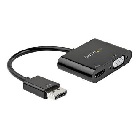 StarTech.com DisplayPort to HDMI VGA Adapter, DisplayPort 1.2 HBR2 to HDMI 2.0 (4K 60Hz) or VGA 1080p Converter Dongle, DP to
