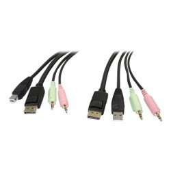 StarTech.com 6ft 4-in-1 USB DisplayPortŽ KVM Switch Cable w/ Audio & Microphone (DP4N1USB6) - Kabel video / USB / zvuk - USB