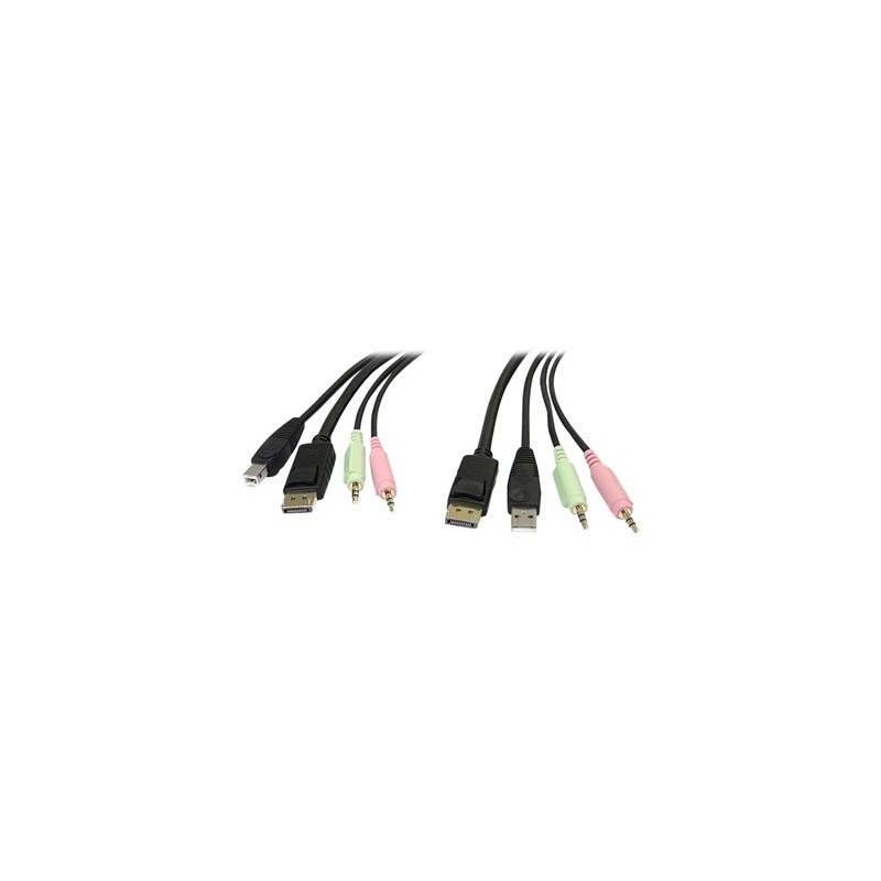 StarTech.com 6ft 4-in-1 USB DisplayPortŽ KVM Switch Cable w/ Audio & Microphone (DP4N1USB6) - Kabel video / USB / zvuk - USB