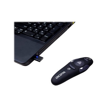 DICOTA Pin Point Wireless Laser Pointer - Ukazovátko projektoru - bezdrátový - bezdrátový přijímač USB - černá