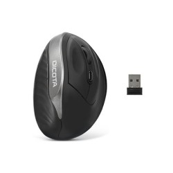 DICOTA Relax - Myš - ergonomický - pravák - 5 tlačítka - bezdrátový - bezdrátový přijímač USB - černá