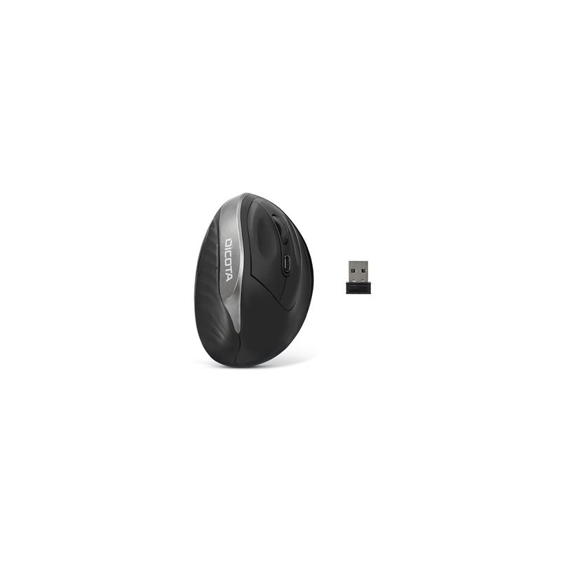 DICOTA Relax - Myš - ergonomický - pravák - 5 tlačítka - bezdrátový - bezdrátový přijímač USB - černá