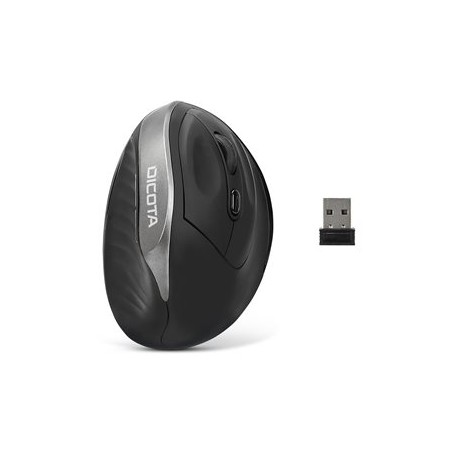 DICOTA Relax - Myš - ergonomický - pravák - 5 tlačítka - bezdrátový - bezdrátový přijímač USB - černá