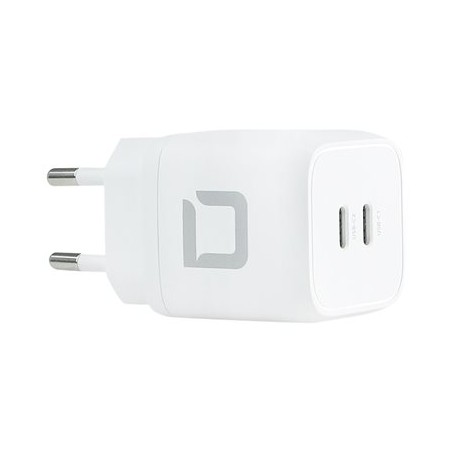 DICOTA Comfort - Síťový adaptér - 45 Watt - 2.5 A - PD 3.0 - 2 výstupní konektory (USB-C) - bílá