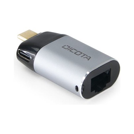 DICOTA - Síťový adaptér - USB-C / Thunderbolt 3 - Gigabit Ethernet x 1 - stříbrná