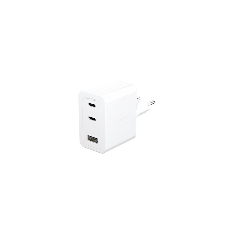 PanzerGlass empower nabíječka Turbo GaN 70 W 2x USB-C + 1x USB-A white
