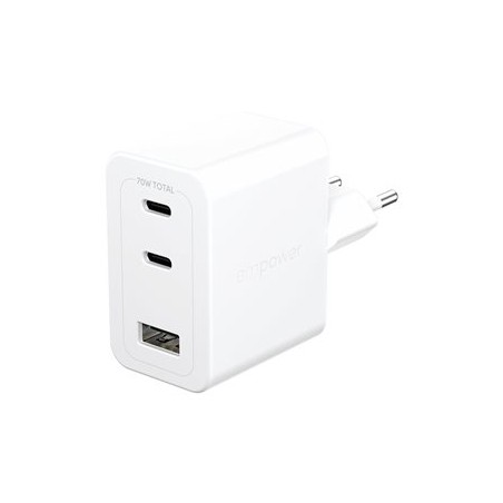PanzerGlass empower nabíječka Turbo GaN 70 W 2x USB-C + 1x USB-A white