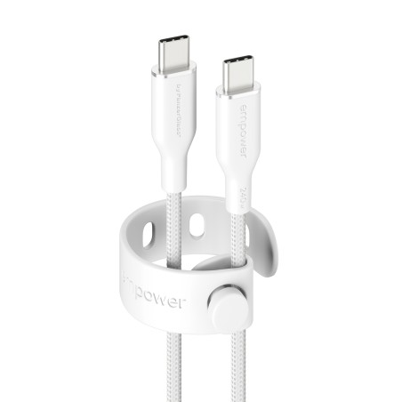 empower - USB kabel - USB-C (M) do USB-C (M) - USB 2.0 - 48 V - 5 A - 2 m - Fast Power Charging (240W) - stríbrne bílá