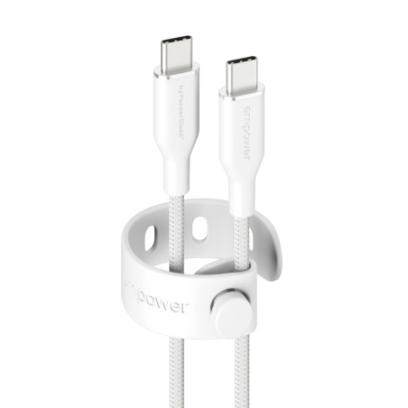 empower - USB kabel - USB-C (M) do USB-C (M) - USB 2.0 - 20 V - 3 A - 2 m - Rychlé nabíjení až 60W - stríbrne bílá