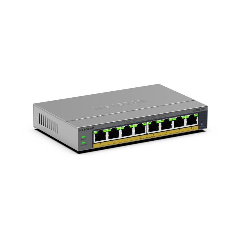 NETGEAR Easy Smart GS108EPP - Prepínac - vysoký výkon - L3 - inteligentní - 8 x 10/100/1000 (PoE+) - desktop, pro pripevnení na