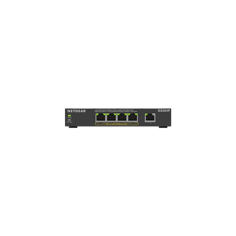 NETGEAR 300 Series GS305P - Version 3 - přepínač - SOHO - neřízený - 5 x 10/100/1000 (4 PoE+) - desktop, pro připevnění na zeď