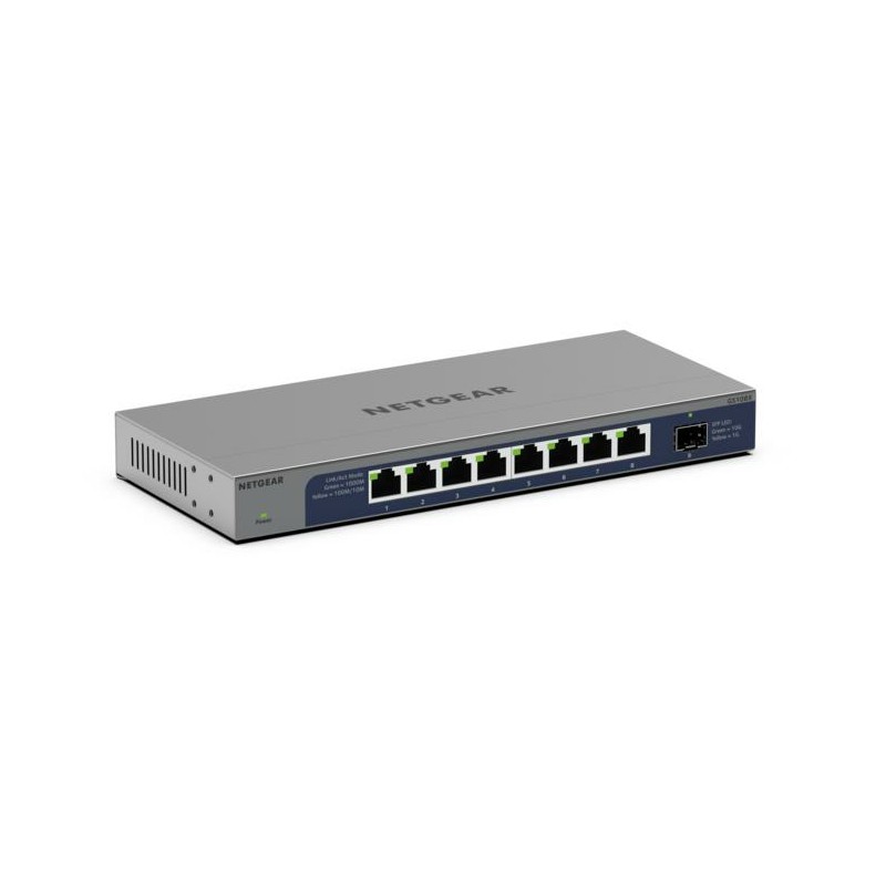NETGEAR GS108X - Přepínač - neřízený - 8 x 10/100/1000 + 1 x 10Gb Ethernet SFP+ (uplink) - desktop, pro připevnění na zeď