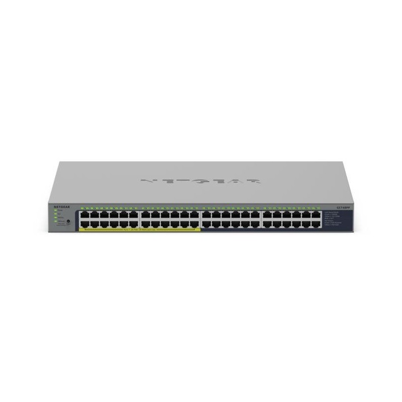 NETGEAR GS748PP - Prepínac - nerízený - 24 x 10/100/1000 + 24 x 10/100/1000 (PoE+) - desktop, pro pripevnení na zed - PoE+ (380