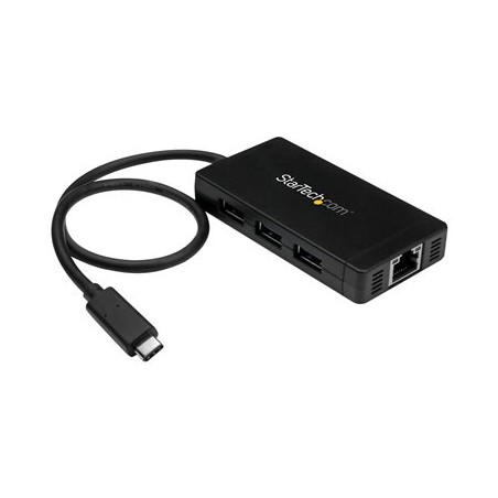 StarTech.com 3 Port USB C Hub with Ethernet - USB-C to 3x USB-A w/ Power Adapter & Gigabit Ethernet - Thunderbolt 3 Compatible