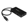 StarTech.com 3 Port USB C Hub with Ethernet - USB-C to 3x USB-A w/ Power Adapter & Gigabit Ethernet - Thunderbolt 3 Compatible