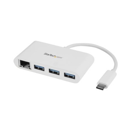 StarTech.com 3 Port USB C Hub w/ Gigabit Ethernet ? USB Type C to 3 x USB-A ? Multi Port USB 3.0 Hub for MacBook Pro