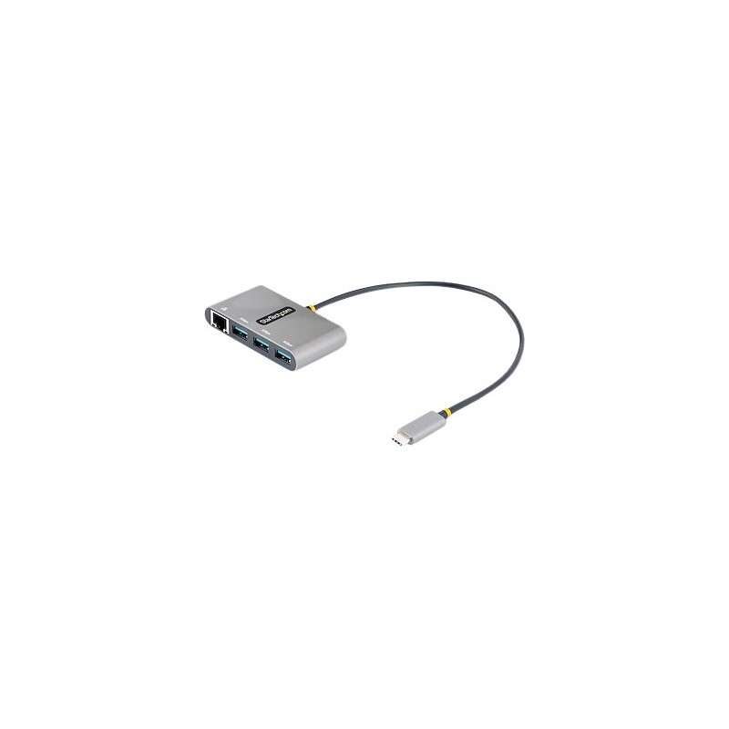 StarTech.com 3-Port USB-C Hub with Ethernet, 3x USB-A Ports, Gigabit Ethernet, USB 3.0 5Gbps, Bus-Powered, USB Type-C Hub w/