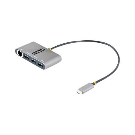 StarTech.com 3-Port USB-C Hub with Ethernet, 3x USB-A Ports, Gigabit Ethernet, USB 3.0 5Gbps, Bus-Powered, USB Type-C Hub w/