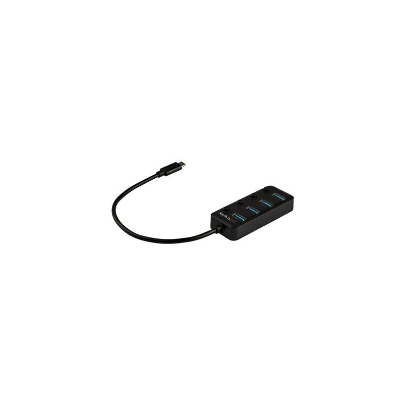 StarTech.com 4 Port USB C Hub, USB-C to 4x USB 3.0 Type-A Ports with Individual On/Off Port Switches, SuperSpeed 5Gbps USB