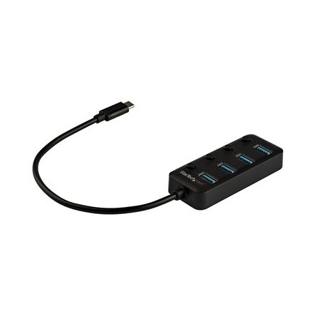 StarTech.com 4 Port USB C Hub, USB-C to 4x USB 3.0 Type-A Ports with Individual On/Off Port Switches, SuperSpeed 5Gbps USB