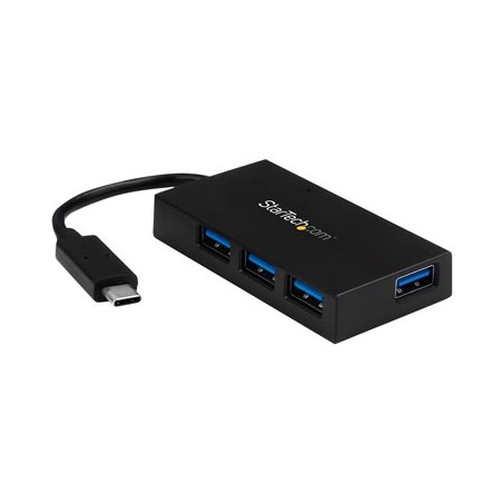 StarTech.com 4 Port USB C Hub with 4x USB-A Ports USB 3.0 (USB 3.1/3.2 Gen 1 SuperSpeed 5Gbps), USB Bus or Self Power, Portable