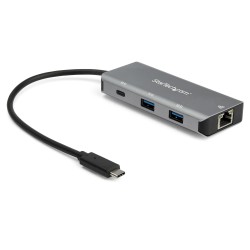StarTech.com 3 Port USB C Hub with Gigabit Ethernet RJ45 GbE Port, 2x USB-A, 1x USB-C, SuperSpeed 10Gbps USB 3.1/3.2 Gen 2 Type
