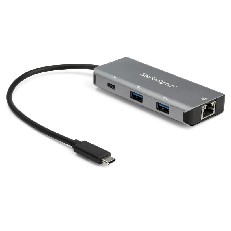StarTech.com 3 Port USB C Hub with Gigabit Ethernet RJ45 GbE Port, 2x USB-A, 1x USB-C, SuperSpeed 10Gbps USB 3.1/3.2 Gen 2 Type