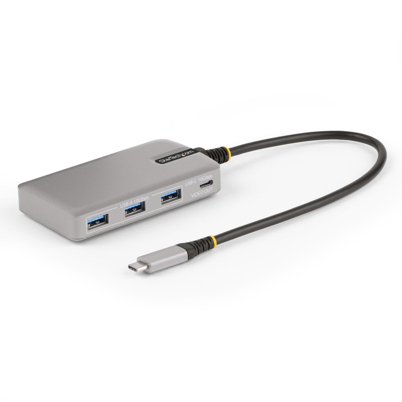 StarTech.com 4-Port USB-C Hub with USB-C DP Alt Mode Video Output 4K 60Hz, 3x USB-A, 1x USB-C, 100W Power Delivery