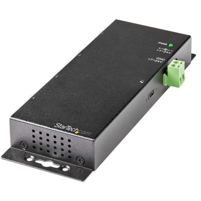 StarTech.com 4 Port USB C Hub 10Gbps, Metal Industrial USB-C Hub, 2x USB-C & 2x USB-A, ESD Surge Protection, USB-C or USB-A