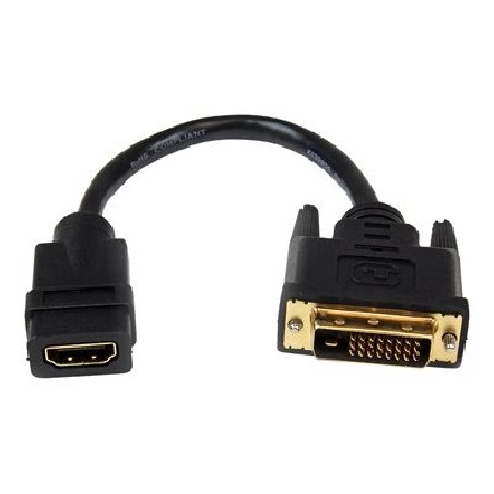 StarTech.com 8in HDMI to DVI-D Video Cable Adapter - HDMI Female to DVI Male - HDMI to DVI Dongle Adapter Cable (HDDVIFM8IN)