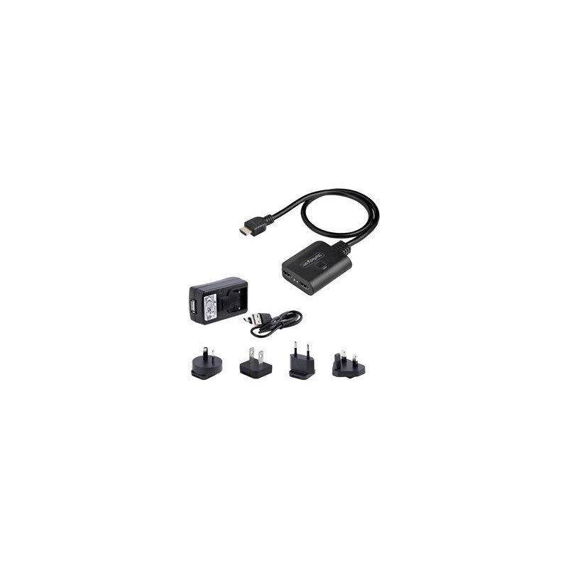 StarTech.com 2-Port HDMI Splitter, 4K 60Hz HDMI 2.0 Video, 4K HDMI Splitter 1 In 2 Out, 1x2 HDMI Display/Output Splitter