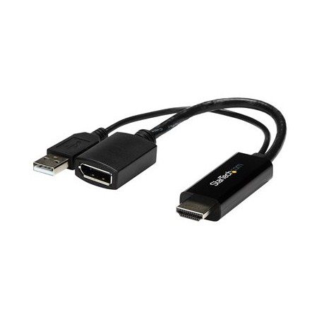 StarTech.com 4K 30Hz HDMI to DisplayPort Video Adapter w/ USB Power - 6 in - HDMI 1.4 (Male) to DP 1.2 (Female) Active Monitor