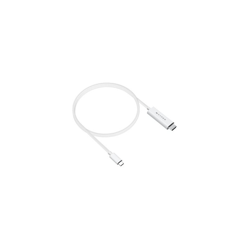 HyperDrive - Kabel adaptéru - USB-C s piny (male) do HDMI s piny (male) - 2.5 m - bílá - podpora 4K60Hz, podpora režimu DP Alt